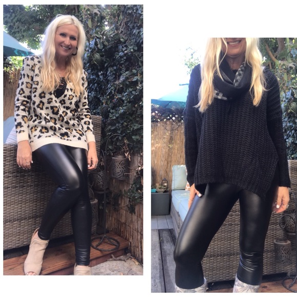 Restocked ❄️ LA Black Faux Leather Leggings 2 Left - Picture 2 of 7